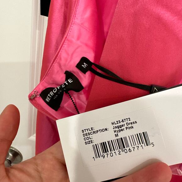 NWT Retrofete Jagger Satin Halter Neck Maxi Dress in Hyper Pink Size Medium - Picture 6 of 7